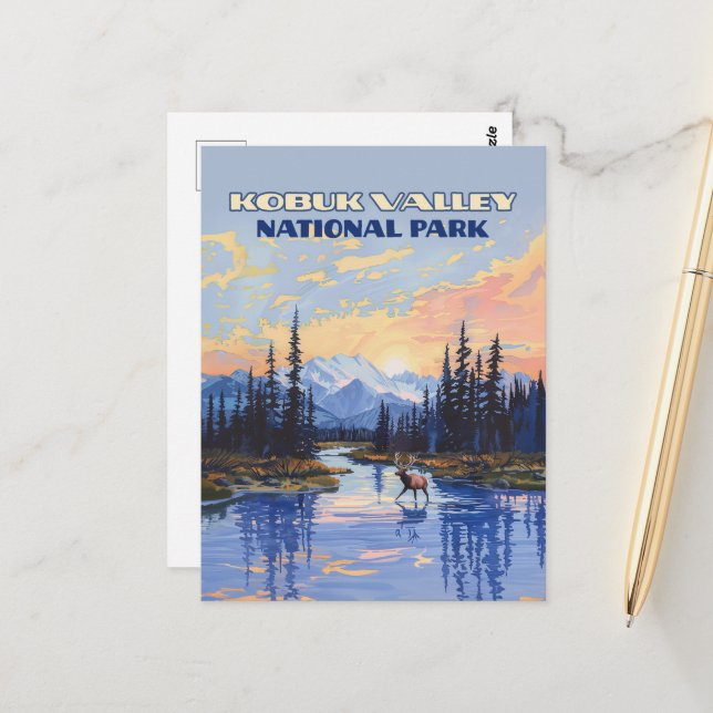 Kobuk Valley National Park Alaska Caribou Vintage Postcard (Front/Back In Situ)