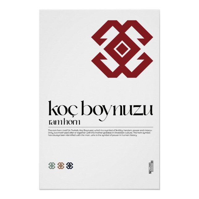 Koç Boynuzu (Ram Horn) Turkic Motif Poster (Front)
