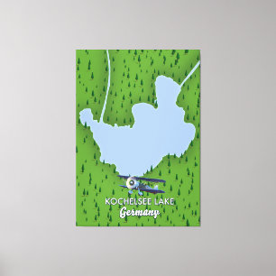 Kochelsee lake, Germany map Canvas Print