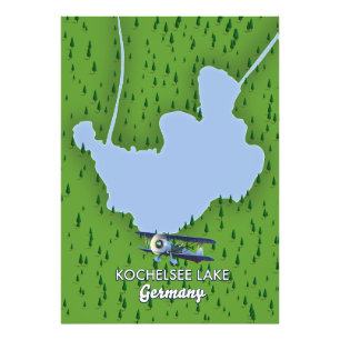 Kochelsee lake, Germany map  Photo Print