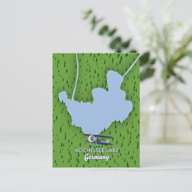 Kochelsee lake, Germany map  Postcard (Standing Front)