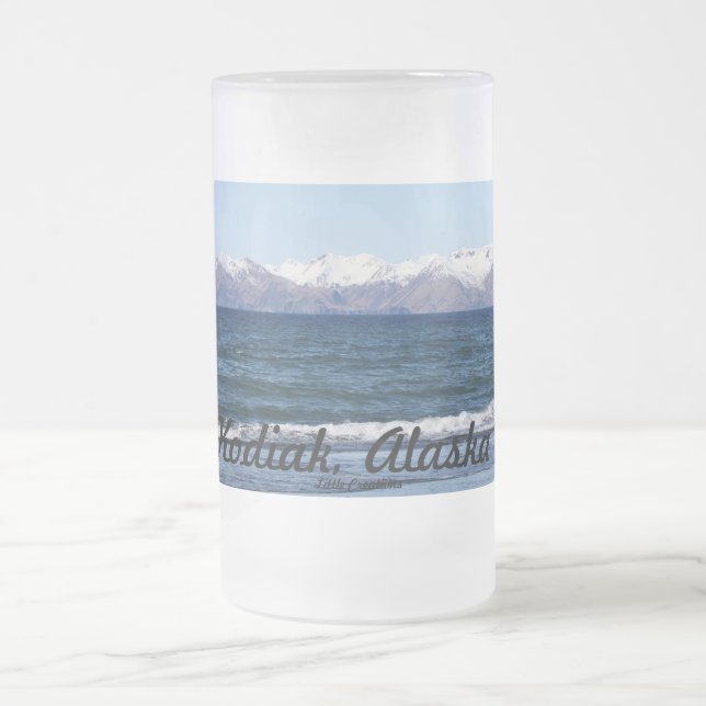 Kodiak, Alaska Frosted Glass Beer Mug (Center)