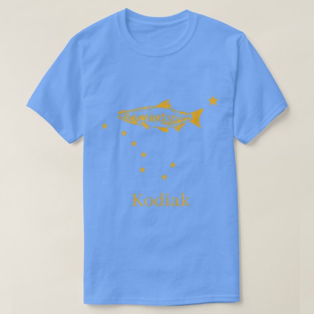 Kodiak Alaska State Flag Salmon Fishing  T-Shirt (Design Front)