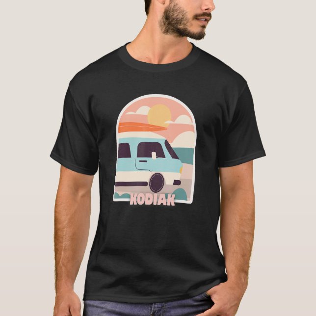Kodiak Beach Retro Pastel Colours Sun & Surfing Va T-Shirt (Front)