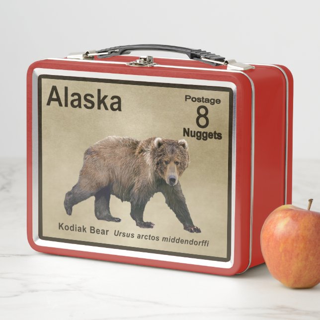 Kodiak Bear - Alaska Postage Metal Lunch Box (In Situ)