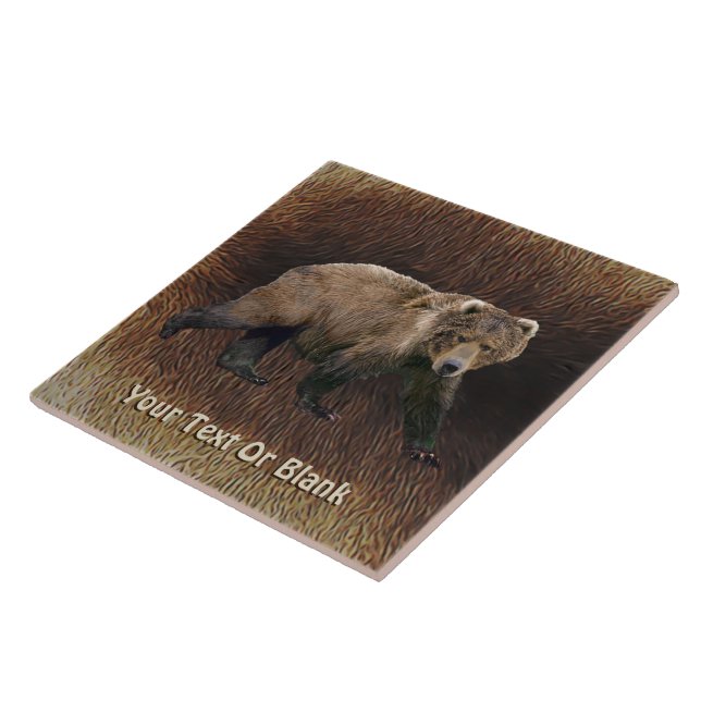 Kodiak Bear On Caribou Fur Tile (Side)