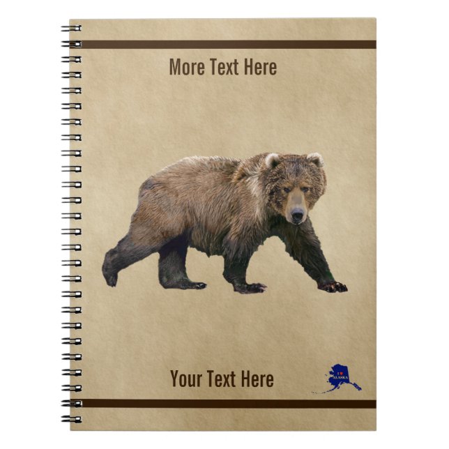 Kodiak Bear On Old Paper Notebook (Front)