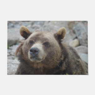 Kodiak Bear Portrait Photo With Closeup of  Face Doormat