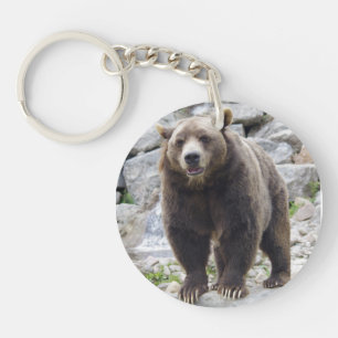 Kodiak Bear Standing on a Rock Key Ring