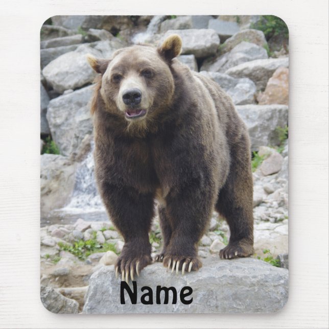 Kodiak Bear Standing on a Rock Mouse Pad (Front)