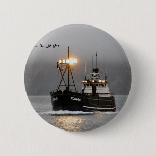 Kodiak, Crab Boat in Dutch Harbour, Alaska 6 Cm Round Badge