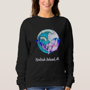 Kodiak Island Ak Japanese Paint Geometric Orca Kil Sweatshirt