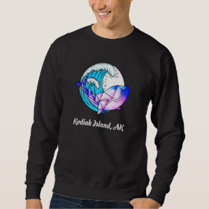 Kodiak Island Ak Japanese Paint Geometric Orca Kil Sweatshirt