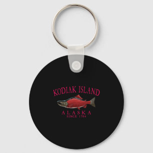 Kodiak Island Alaska Salmon Since 1784 Arched Red Key Ring