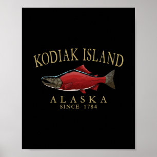 Kodiak Island Alaska Salmon Since 1784 Arched Tan  Poster