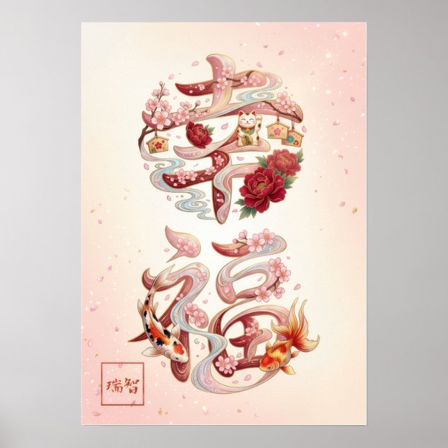 Kofuku: Calligraphy "Happiness"260020222 Poster (Front)