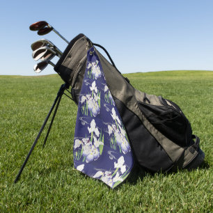 Kogyo Tsukioka Irises,Japanese Flower Art Golf Towel