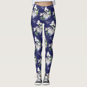 Kogyo Tsukioka Irises,Japanese Flower Art Leggings