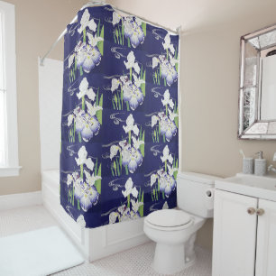 Kogyo Tsukioka Irises,Japanese Flower Art Shower Curtain