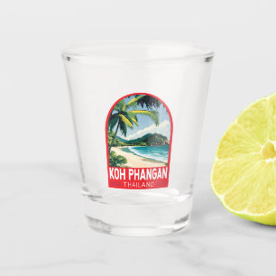 Koh Phangan Thailand Travel Art Emblem Shot Glass
