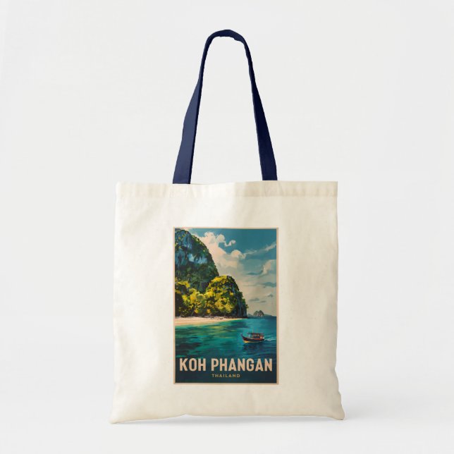Koh Phangan Thailand Travel Art Vintage Tote Bag (Front)