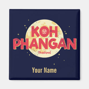 Koh Phangan with moon vintage island Thailand Lugg Magnet