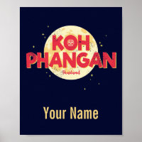 Koh Phangan with moon vintage island Thailand Lugg