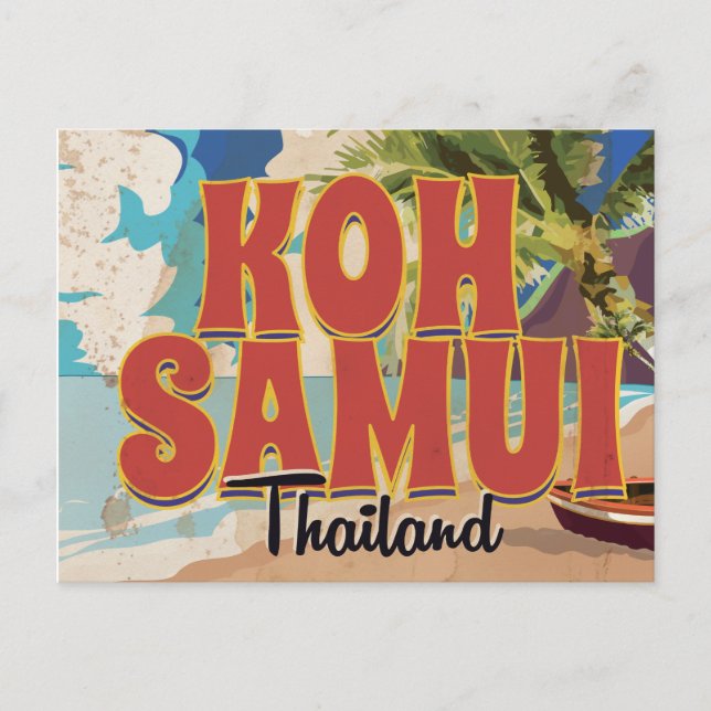 Koh Samui, Thailand Vintage Travel Poster Postcard (Front)