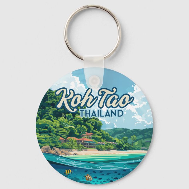 Koh Tao Thailand Asia Scuba Diving Beach Island Key Ring (Front)