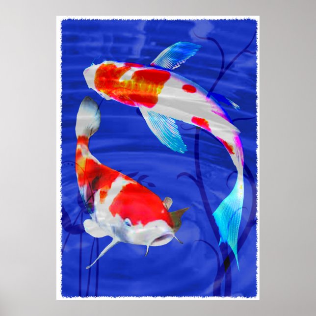 Kohaku Duo in Deep Blue Pond Poster (Front)