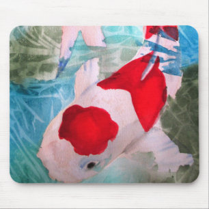 Kohaku Koi 2 Japanese watercolor fish art Mouse Pad