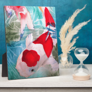 Kohaku Koi 2 Japanese watercolor fish art Plaque