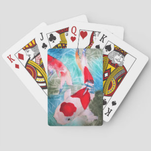 Kohaku Koi 2 Japanese watercolor fish art Playing Cards