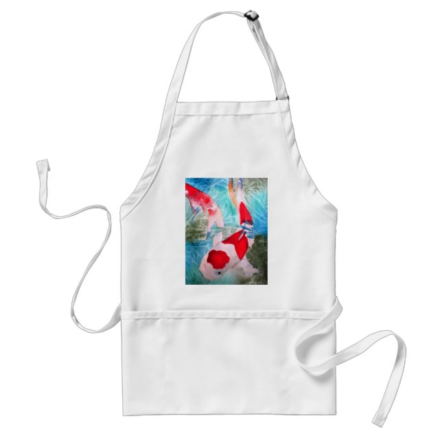 Kohaku Koi 2 Japanese watercolor fish art Standard Apron (Front)