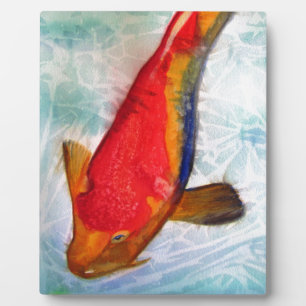 Kohaku Koi Japanese fish watercolor art Plaque