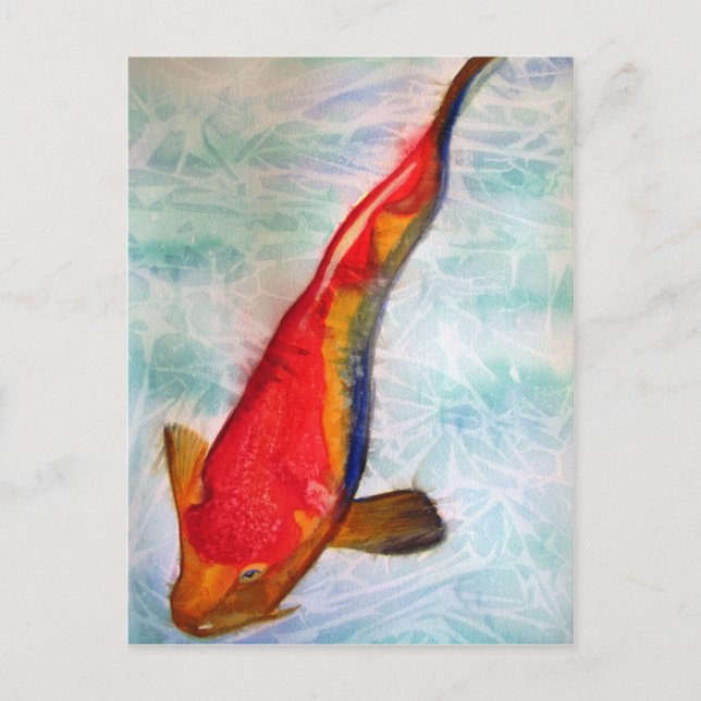Kohaku Koi Japanese fish watercolor art Postcard (Front)