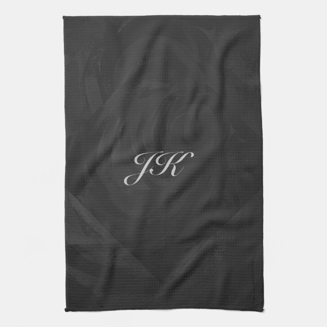 Kohl Black Monogram Personalised Tea Towel (Vertical)