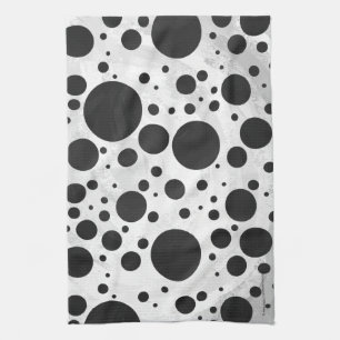 Kohl Black Polka Dot Pattern Tea Towel