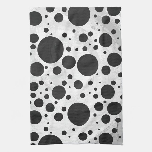 Kohl Black Polka Dot Pattern Tea Towel (Vertical)