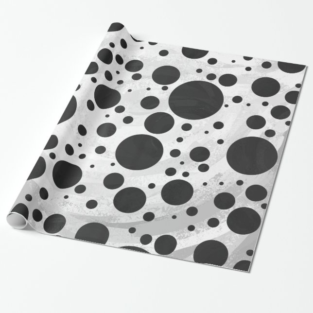 Kohl Black Polka Dot Pattern Wrapping Paper (Unrolled)