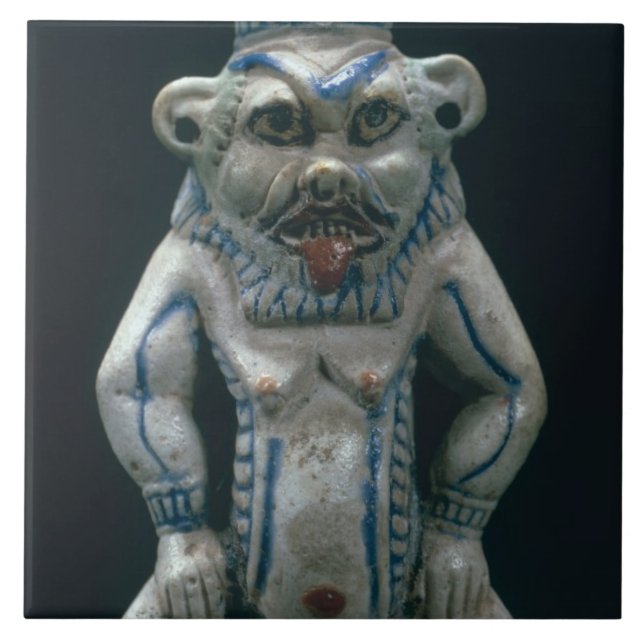 Kohl pot in the form of the god Bes, New Kingdom, Tile (Front)