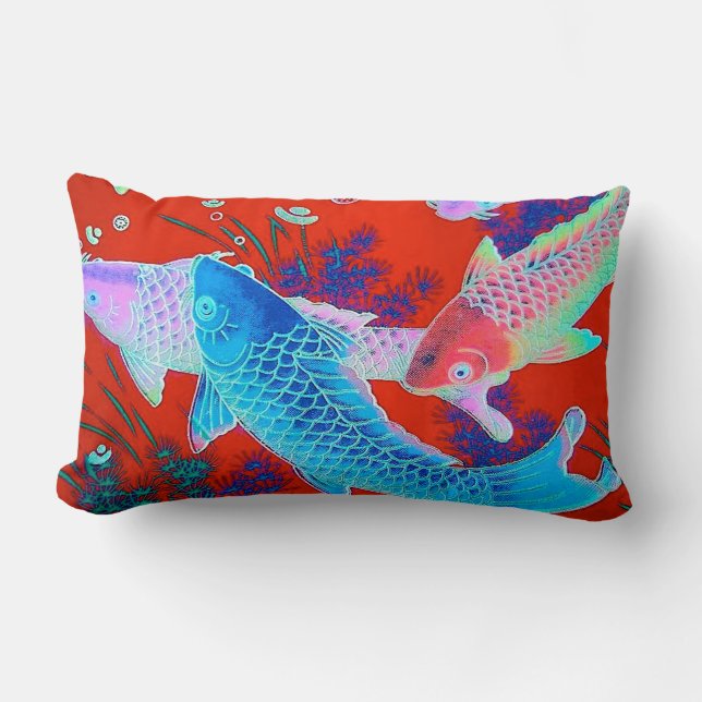"Koi Accent Pillow" Lumbar Cushion (Front)