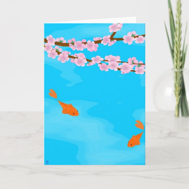 Koi and Sakura Greeting Card (Front)