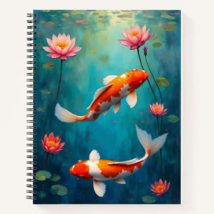 Koi and Waterlilies Pond Notebook