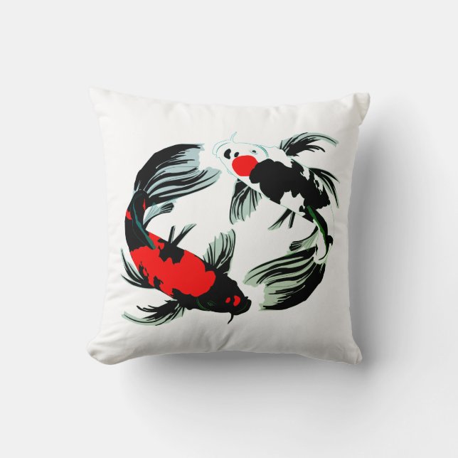 Koi Balance Throw Pillow (Front)