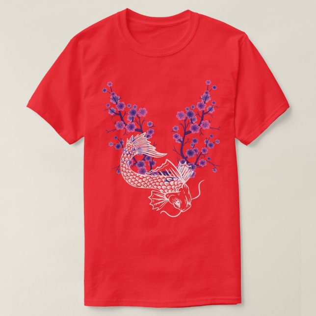 Koi Bubble Flower Sakura Tree Japanese Koi Carp Ni T-Shirt (Design Front)