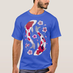 Koi Bubble Flower Yin Yang Japanese Koi Carp Cherr T-Shirt