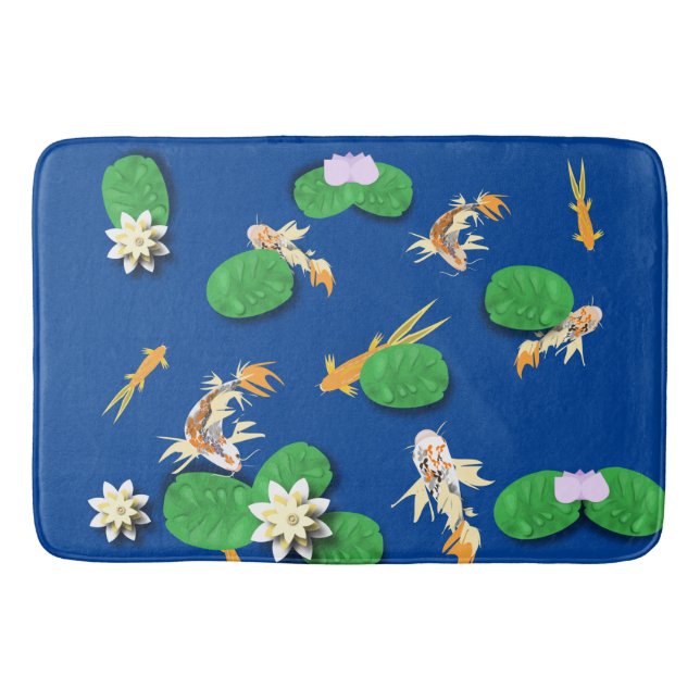 Koi Carp and Water Lily Bath Mat (Front)