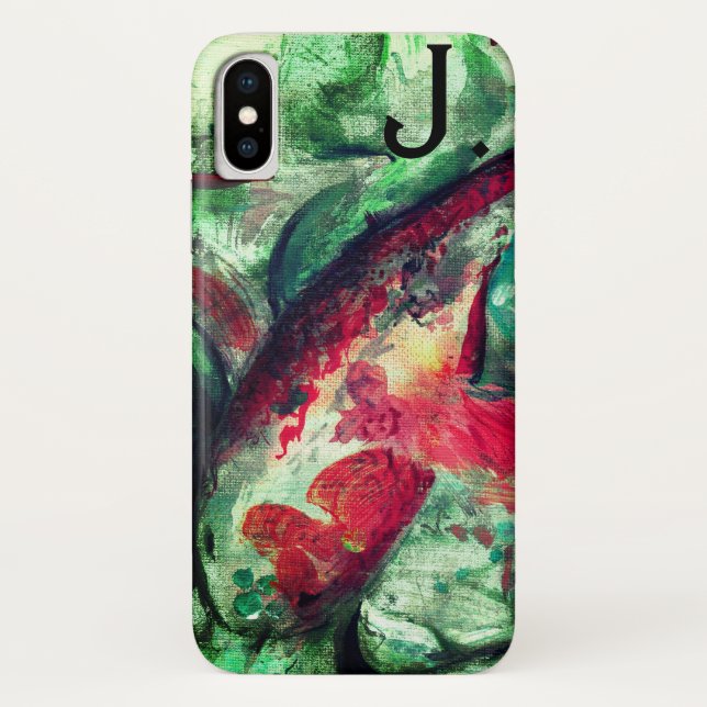 Koi Carp Fish Painting and a Letter Case-Mate iPhone Case (Back)