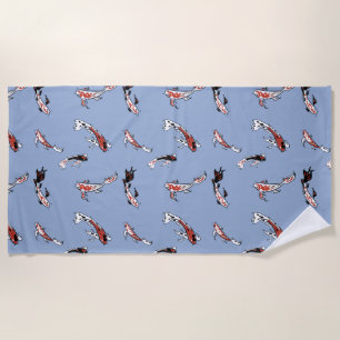 Koi Carp Fish Pattern Beach Towel